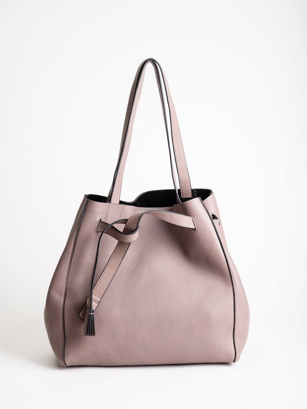 Kempton & Co - Neutral Mauve Leather Tote with Detachable Shoulder Strap